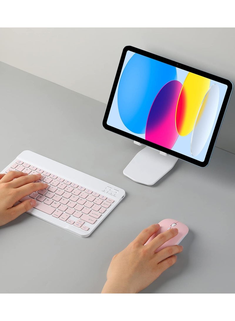 Denx Wireless Bluetooth Three System Universal Mobilephone and Tablet Keyboard with Mouse Set - English Pink - Image 3