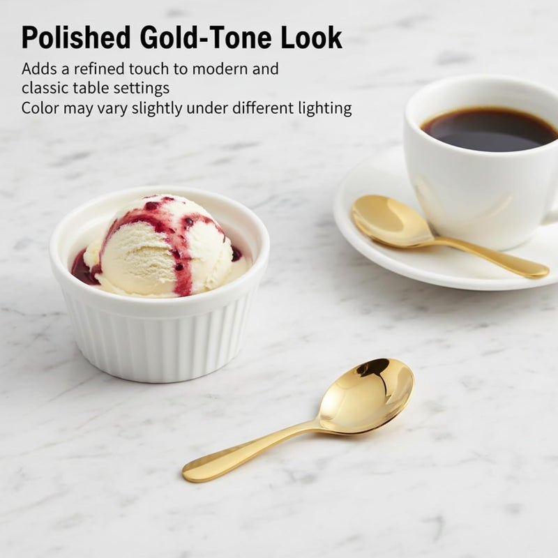 EWUHRY 6PCS Mini Gold Spoons, Short Handle Scoops for Salt Sugar Coffee Tea Dessert Condiments - Small Canister Scoops for Candy Buffet (Gold) - Image 5