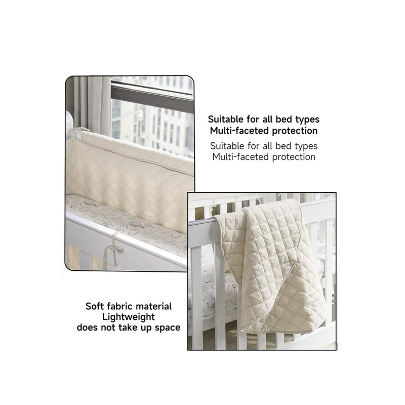 SOLARAE Baby Crib Rail Cover, Baby Cot Bumper, Soft Padding for Baby Cot Sides, Soft Anti Bite Padded Baby Crib Rail Cover, 2-Sided Cot Bed Bumper, Padded Cot Bumper,with Lashing Rope, Apricot 360 * 30CM - Image 5
