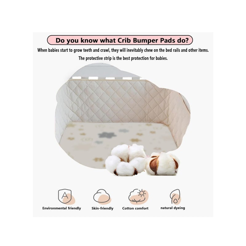 SOLARAE Baby Crib Rail Cover, Baby Cot Bumper, Soft Padding for Baby Cot Sides, Soft Anti Bite Padded Baby Crib Rail Cover, 2-Sided Cot Bed Bumper, Padded Cot Bumper,with Lashing Rope, Apricot 360 * 30CM - Image 2