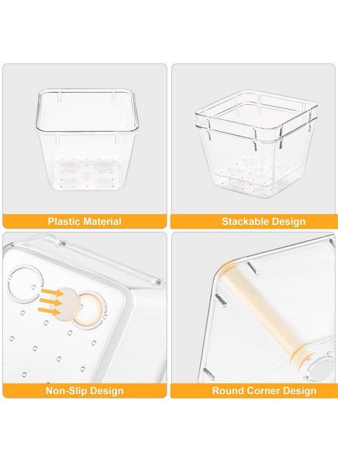 SMARTAKE منظم أدراج SMARTAKE مكون من 22 قطعة مع وسادات سيليكون غير قابلة للانزلاق، 5 أحجام من صناديق تنظيم الأدراج الشفافة لتخزين المكياج، المجوهرات، الأدوات في خزانة النوم، المكتب والمطبخ، شفاف - Image 5