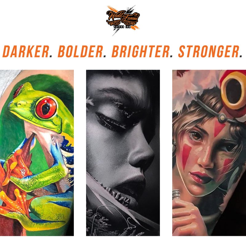 WORLD FAMOUS TATTOO INK حبر وشم أسود مشهور عالميًا - حبر أسود رفيع للغاية وطويل الأمد للتحديد والتظليل والمكياج الدائم - مستلزمات وشم بمستوى احترافي - نباتي وخالي من القسوة (1 أونصة) - Image 4