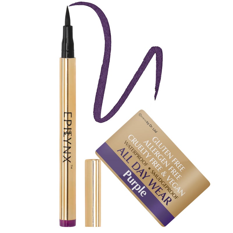 EPILYNX Liquid Eyeliner - Hypoallergenic Eyeliner with Fine Brush Tip, Long-Lasting Waterproof Eye Liner - Cruelty-Free, Vegan, Hypoallergenic, Gluten-Free, Smooth Application Liquid Eye Liner, Purple 2mL - Image 1