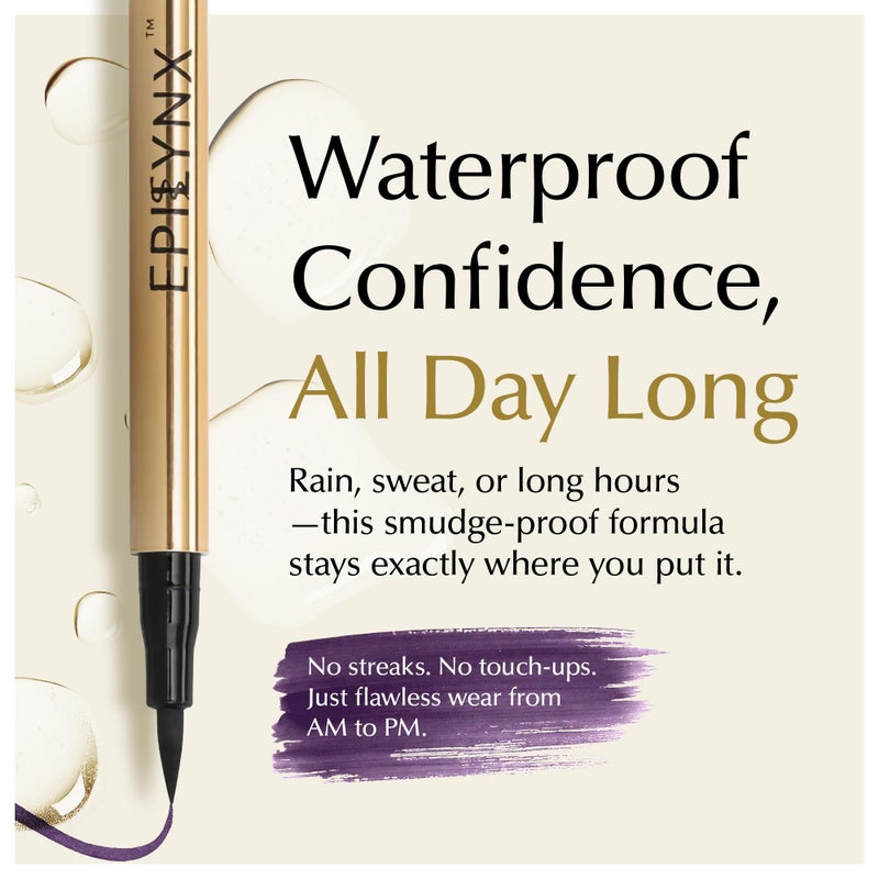 EPILYNX Liquid Eyeliner - Hypoallergenic Eyeliner with Fine Brush Tip, Long-Lasting Waterproof Eye Liner - Cruelty-Free, Vegan, Hypoallergenic, Gluten-Free, Smooth Application Liquid Eye Liner, Purple 2mL - Image 3