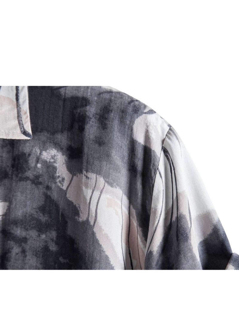 Summer new men's casual short-sleeved floral shirt  - Image 3