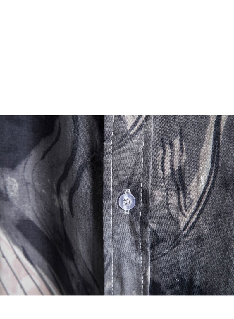 Summer new men's casual short-sleeved floral shirt  - Image 5