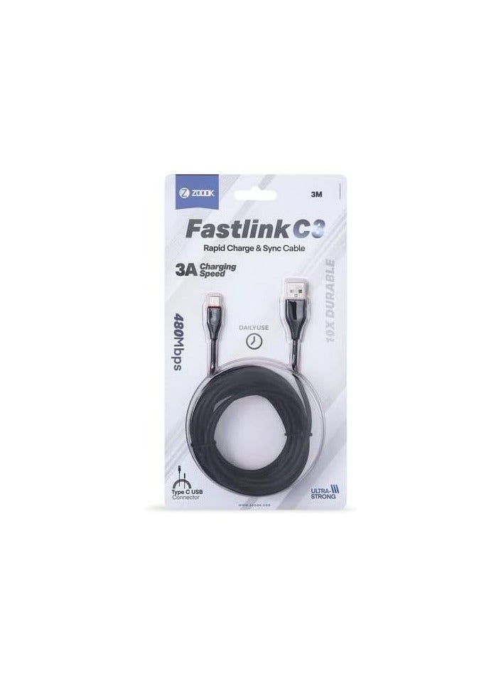 Zoook ZF-FastLink C - Fast Charge Cable 1m / 3A Support/Type USB Black - Image 2