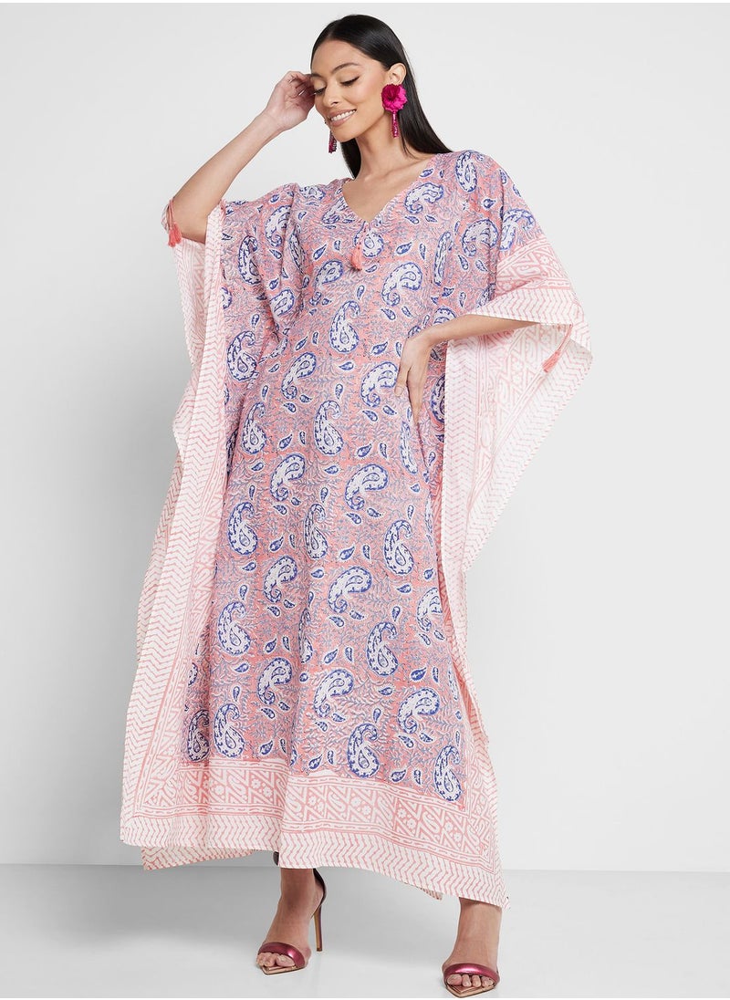 ARABIAN CLOSET - Cape Sleeve Printed Kaftan - Image 1
