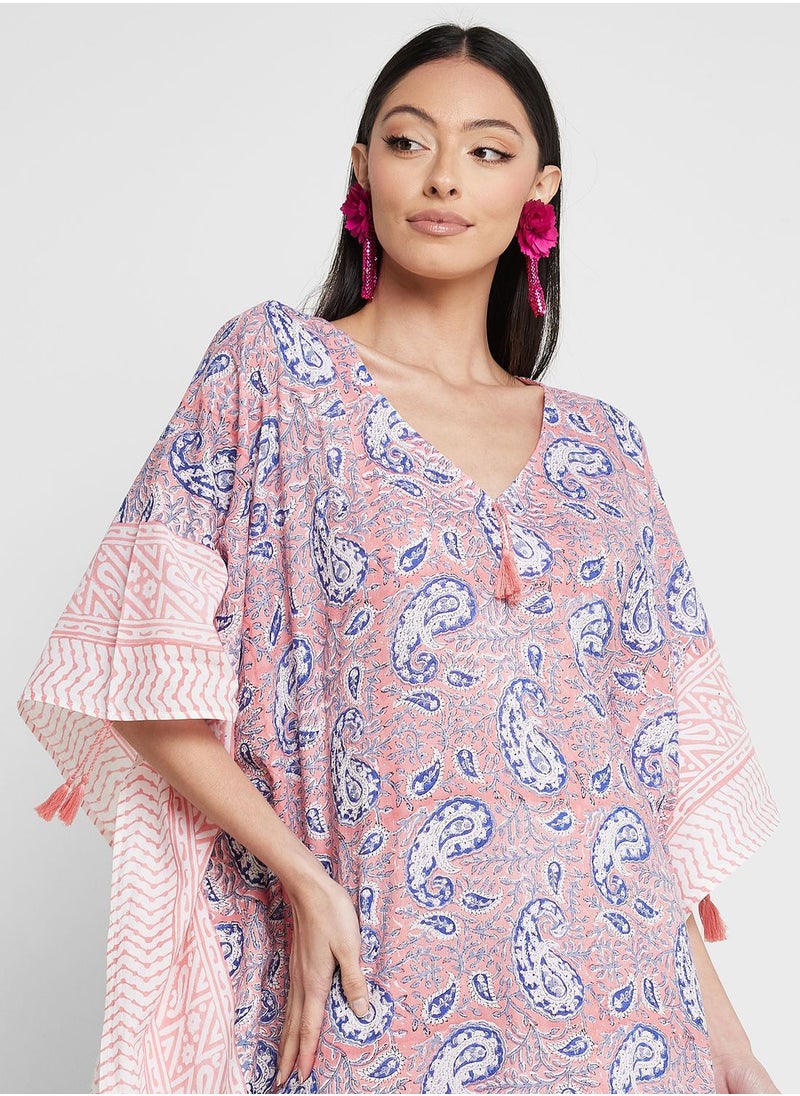 ARABIAN CLOSET - Cape Sleeve Printed Kaftan - Image 1