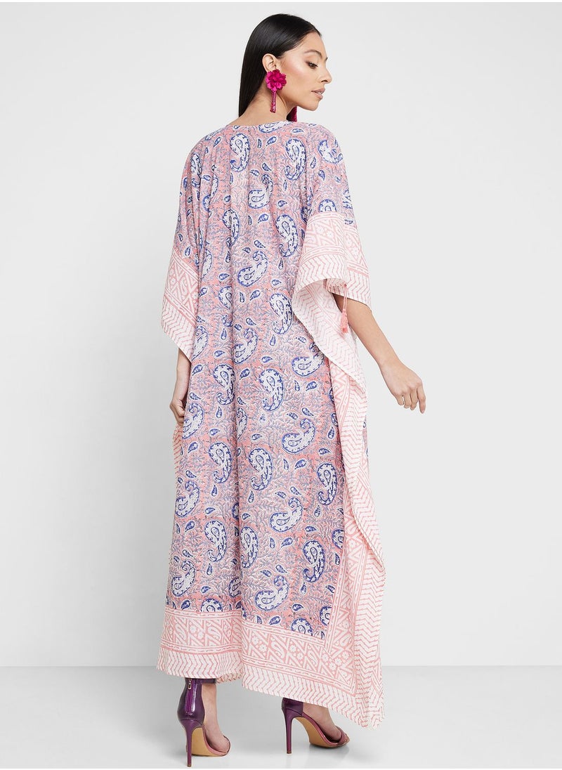 ARABIAN CLOSET - Cape Sleeve Printed Kaftan - Image 1