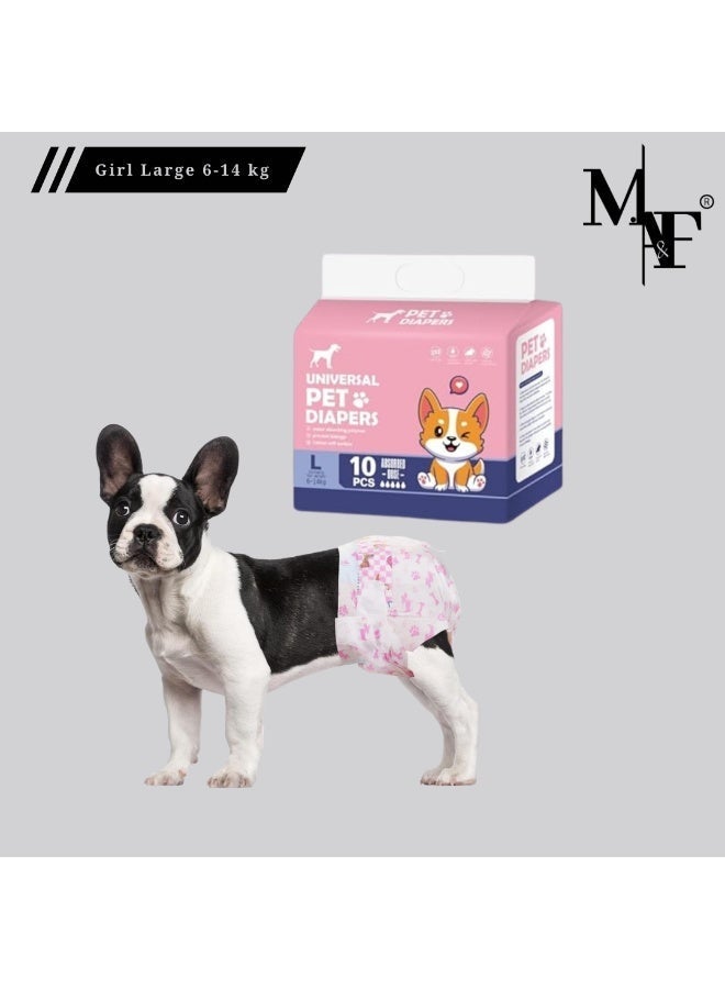 M.A&F's Disposable Pet Diapers Female Dogs Super Absorbent Soft Including 20 Count for Cats or Dogs (Girl L 6-14kg) - Image 1
