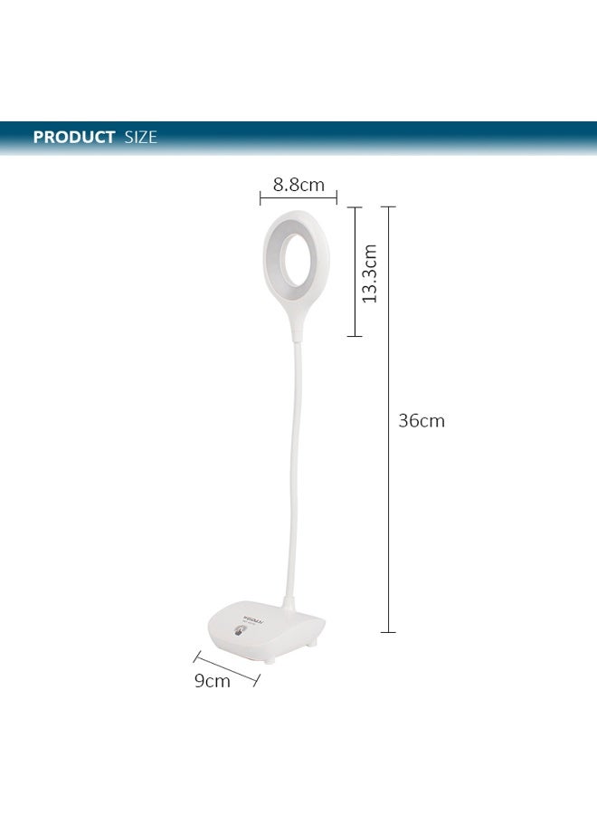 ويداسي مصباح مكتب LED قابل لإعادة الشحن WD-6039 مزود بـ 16 مصباح LED SMD، عنق إوزة مرن، تحكم في الإضاءة باللمس، سطوع قابل للتعديل، مصباح قراءة للدراسة والمكتب وغرفة النوم والاستخدام المنزلي، مصباح طاولة بشحن Micro-USB - Image 4