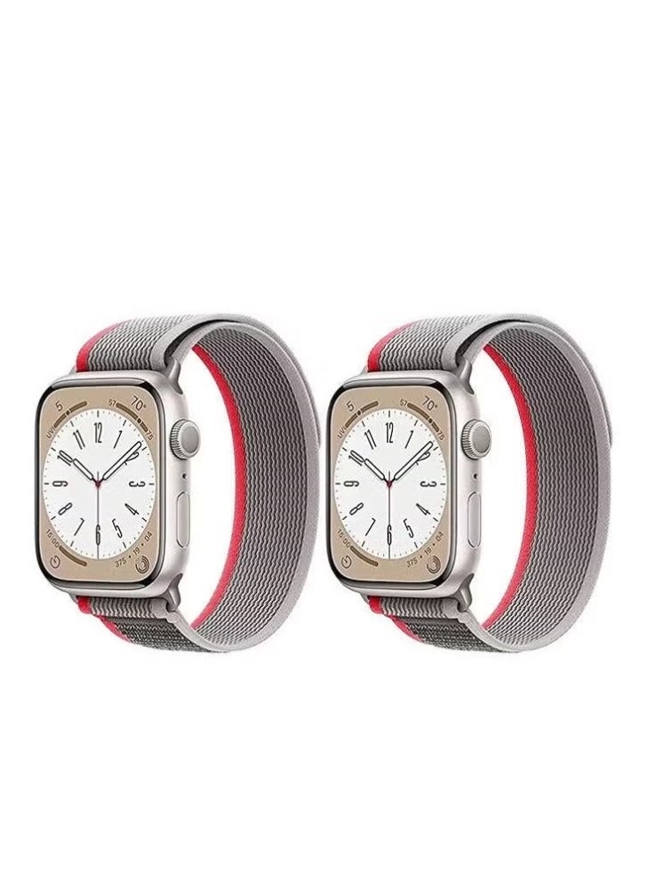 vesus Pack of 2 Trail Loop Compatible with Apple Watch Band 49/45/44/42mm, Nylon Weave Sport Loop Men