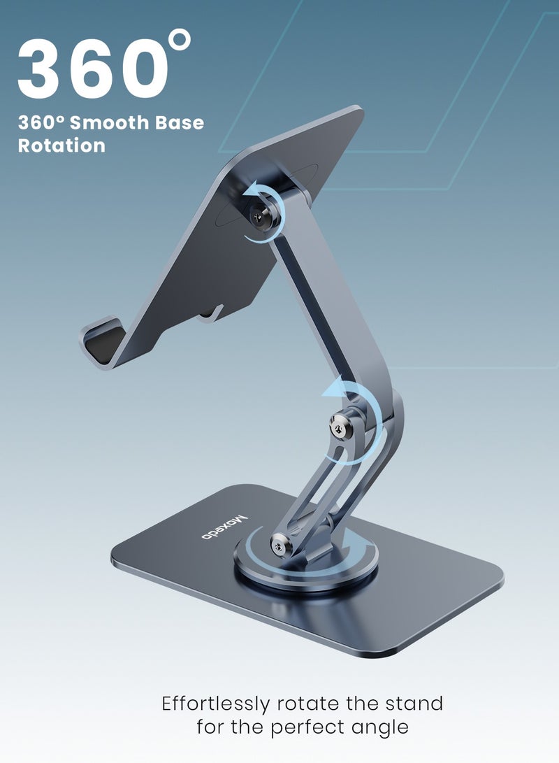 Moxedo Axira Mobile Phone Stand 360° Rotatable Height Adjustable Foldable Metal Mobile Stand for Desk Compatible with Devices 5.8” to 7.1” - Image 4
