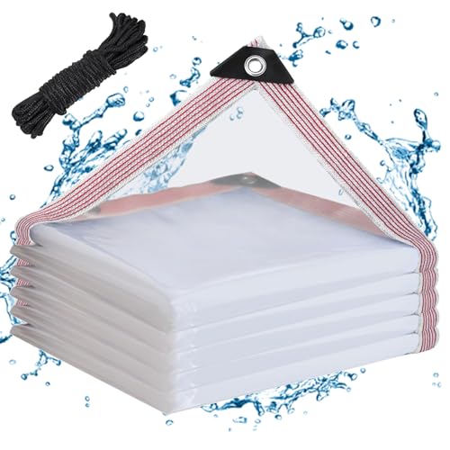 Welacymet Clear Waterproof Tarp Heavy Duty 4x6 UV Resistant Vinyl Plastic with Grommets RipStop Cover for Chicken Coop Patio Camping GreenhouseWhite Border - Image 1