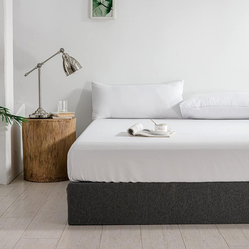 Good Nite Fitted Sheet 120 x 200 cm, White Polyester Flat Sheet 30 cm, Extra Deep Pocket Sheet Fitted Sheet Soft and Breathable Machine Washable - Image 2