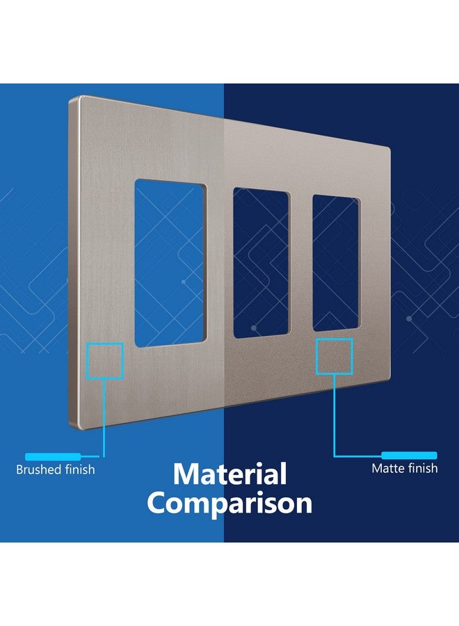 LIDER Brushed Finish Decorator Switch Cover, Screwless Wall Plate, Mid-Size 3-Gang 4.88" x 6.77", Unbreakable Polycarbonate Thermoplastic, UL Listed, LSWP-33M-BNK, Brushed Nickel - Image 2