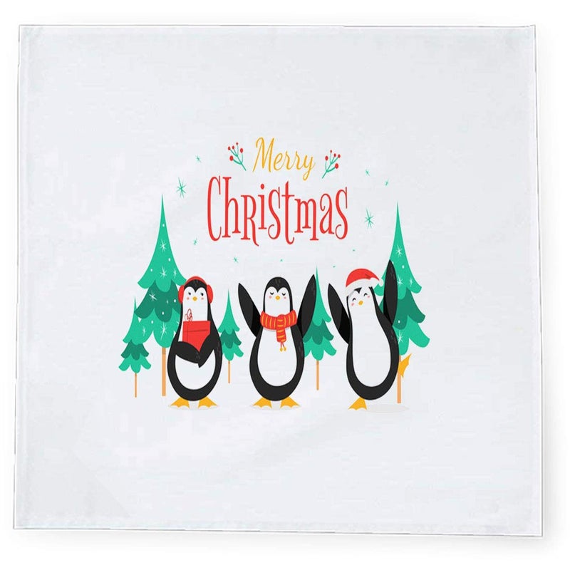 Khakee 6 Pcs Christmas Theme Tafta Silk Table Napkins 10x 10 for Xmas Decoration Christmas OrnamentsChristmas Gift npxmas091P - Image 2