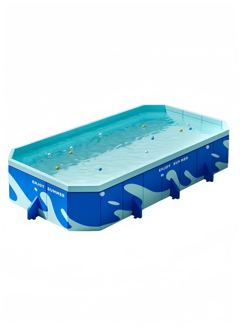 GGEROU Folding Swimming Pool,Non-Inflatable Pool,Oversized Family Pool,Portable Swimming Pool,for Indoor,Outdoor,Garden,Summer Water Party,Give Swimming Ring(320 * 185 * 50cm) - Image 1