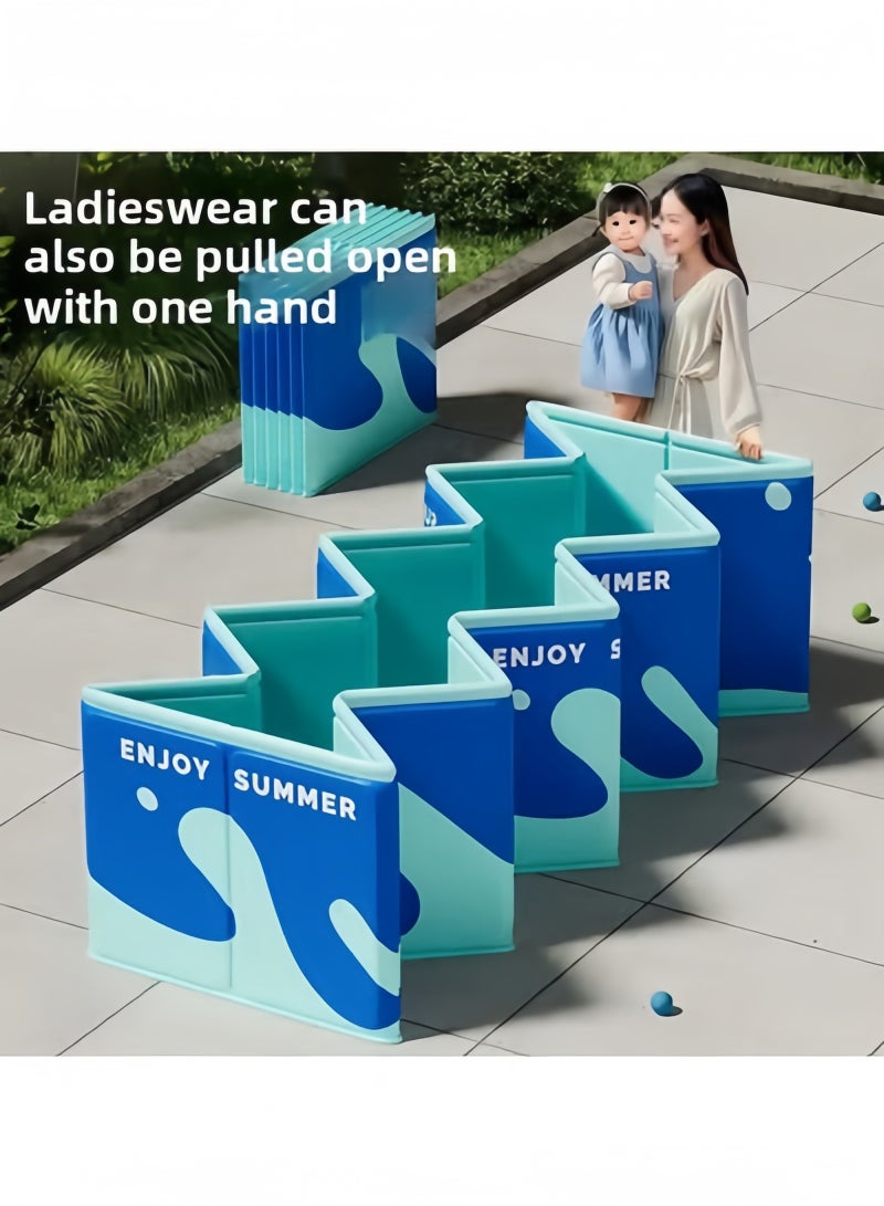 GGEROU Folding Swimming Pool,Non-Inflatable Pool,Oversized Family Pool,Portable Swimming Pool,for Indoor,Outdoor,Garden,Summer Water Party,Give Swimming Ring(320 * 185 * 50cm) - Image 4