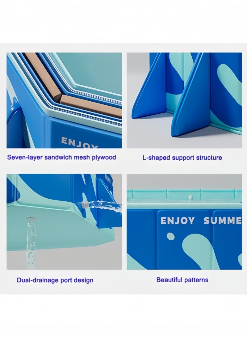 GGEROU Folding Swimming Pool,Non-Inflatable Pool,Oversized Family Pool,Portable Swimming Pool,for Indoor,Outdoor,Garden,Summer Water Party,Give Swimming Ring(320 * 185 * 50cm) - Image 3