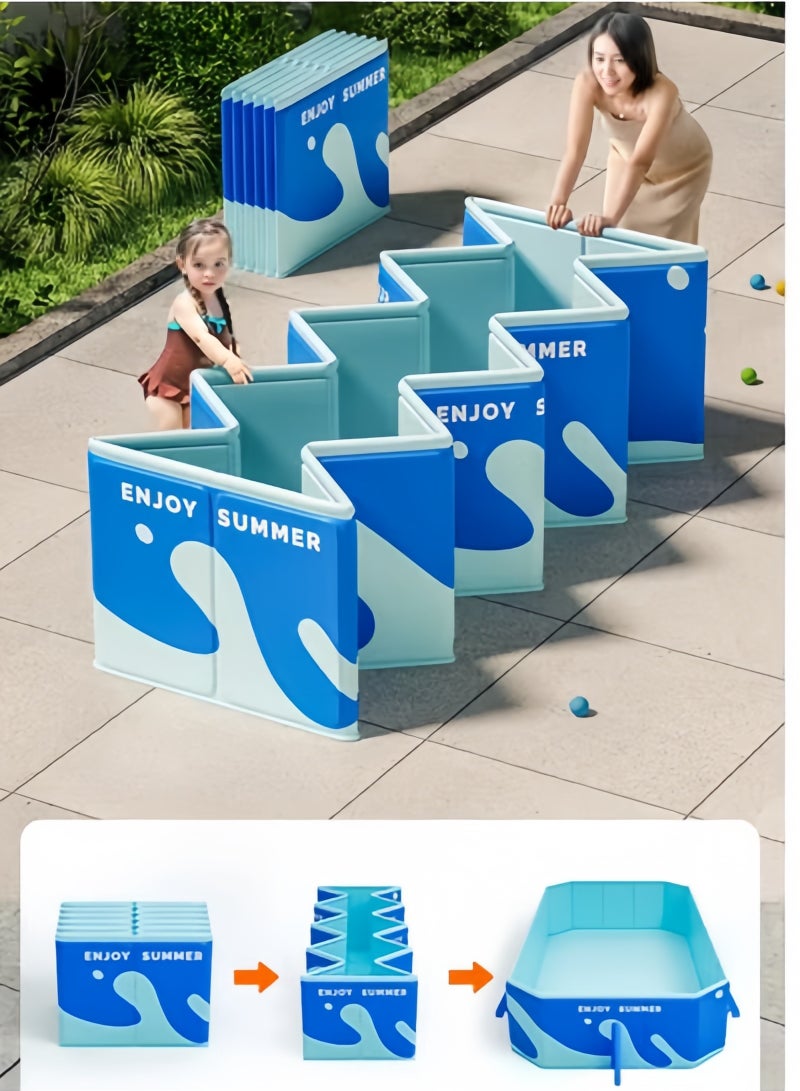 GGEROU Folding Swimming Pool,Non-Inflatable Pool,Oversized Family Pool,Portable Swimming Pool,for Indoor,Outdoor,Garden,Summer Water Party,Give Swimming Ring(320 * 185 * 50cm) - Image 5
