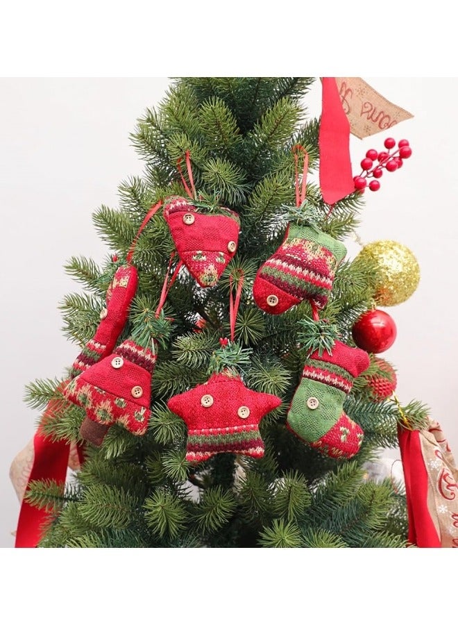 CCOVERY Christmas Stocks Tree Ornaments 6Pcs Hang Decor Set Stock Glove Crutch Christmas Tree Star and Love Heart with Ugly Sweater Xmas Winter Tree Pendant Hang Decoration - Image 3