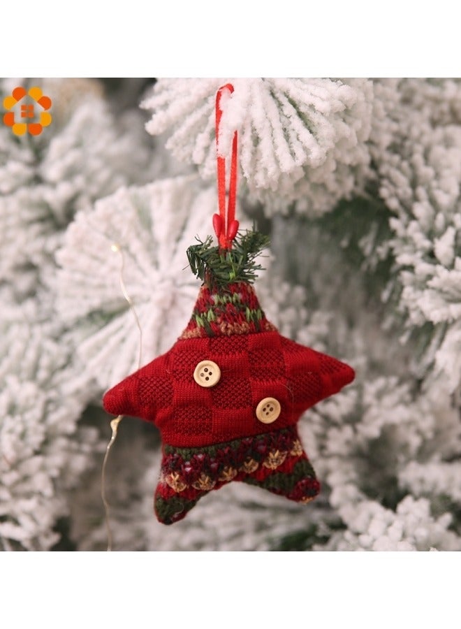 CCOVERY Christmas Stocks Tree Ornaments 6Pcs Hang Decor Set Stock Glove Crutch Christmas Tree Star and Love Heart with Ugly Sweater Xmas Winter Tree Pendant Hang Decoration - Image 5