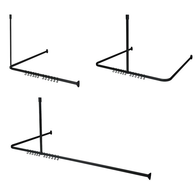 SHOWER CURTAIN RAIL SET ABS BLACK FLEXIBEL