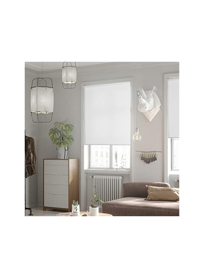 100% Blackout Roller Blinds,Waterproof Fabric Window Roller Shades Blind,Thermal Insulated,UV Protection,Privacy Screen,Side Pull Roller Blind,with Accessories,Customizable (60cm Width x 130cm Drop)