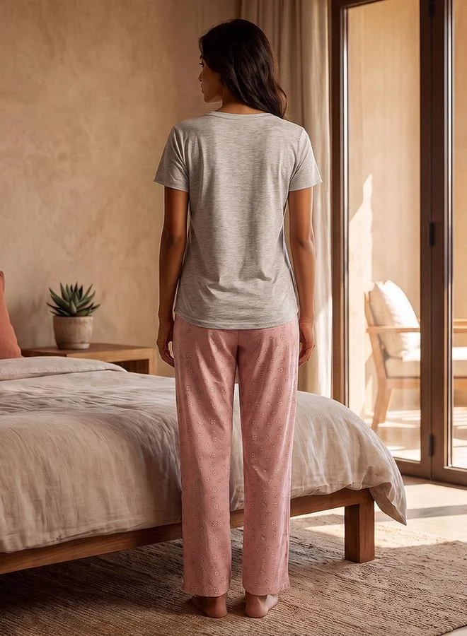سبلاش فيڤ Intimates Viscose Crew Neck T-shirt and Pyjamas Set