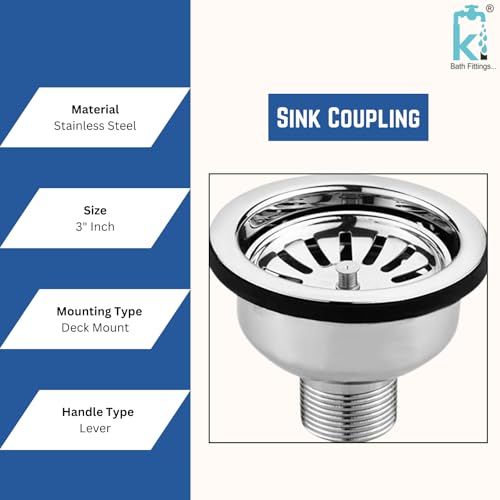KI Stainless Steel Heavy 3 Inch Coupling for Sink Drain Outlet (Silver) - Image 5