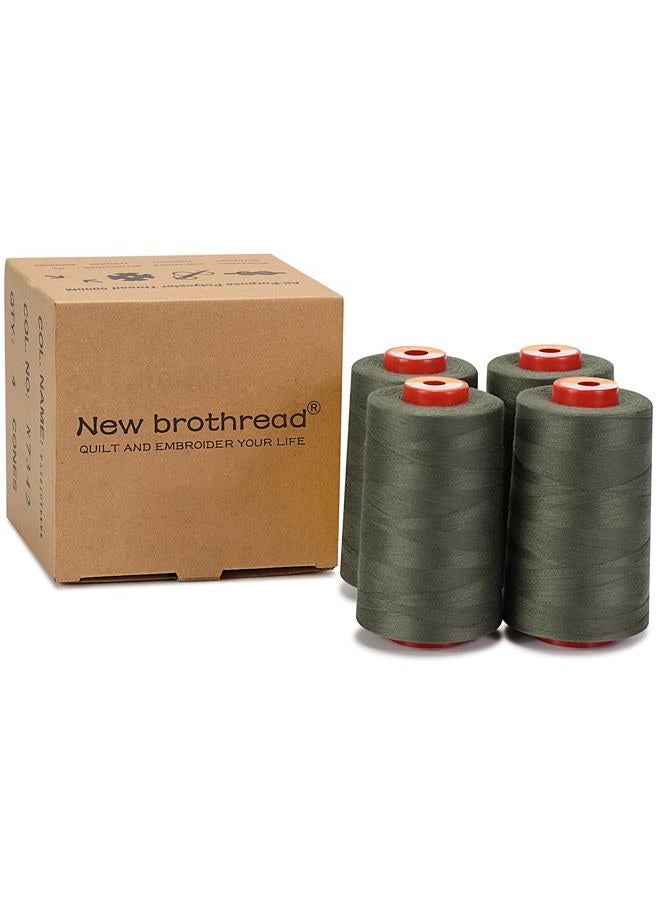 New brothread 28 Options - 4 Large Cones of 5500Y (5000M) Each All Purpose Spun Polyester Thread 40S/2 (Tex27) for Serger, Overlock, Quilting, Piecing and Sewing - Evergreen - Image 3