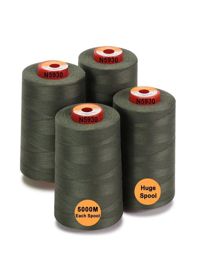 New brothread 28 Options - 4 Large Cones of 5500Y (5000M) Each All Purpose Spun Polyester Thread 40S/2 (Tex27) for Serger, Overlock, Quilting, Piecing and Sewing - Evergreen - Image 1