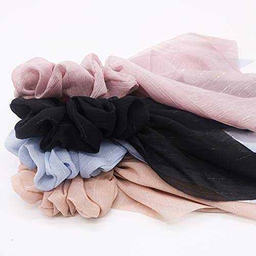 DINPREY Hair Scarfs for Women Girls, 8 Pcs Double Layer Bow Scrunchies for Hair Bunny Ear Scrunchies with Assorted Colors (8 Count) - Image 3