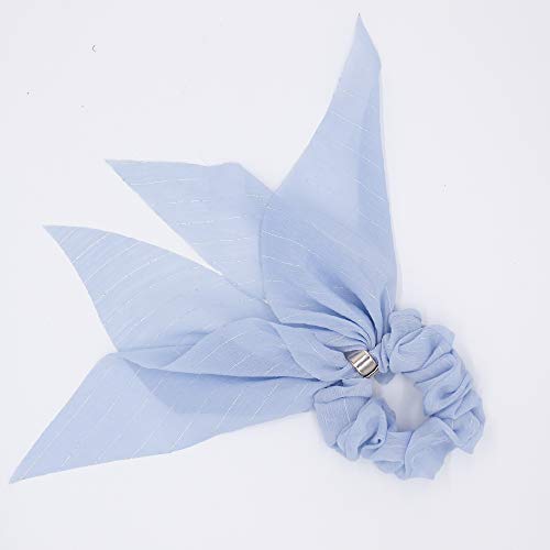 DINPREY Hair Scarfs for Women Girls, 8 Pcs Double Layer Bow Scrunchies for Hair Bunny Ear Scrunchies with Assorted Colors (8 Count) - Image 4