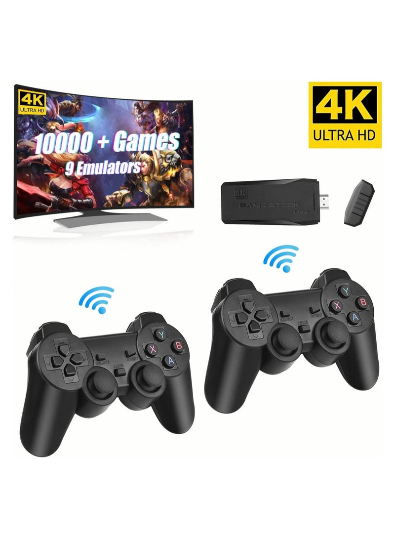 Wireless Retro Game Console, Plug & Play Video TV Game Stick With 10000+ Games Built-in, 9 Emulators, 4K HDMI Output for TV with Dual 2.4G Wireless Controllers - Image 1