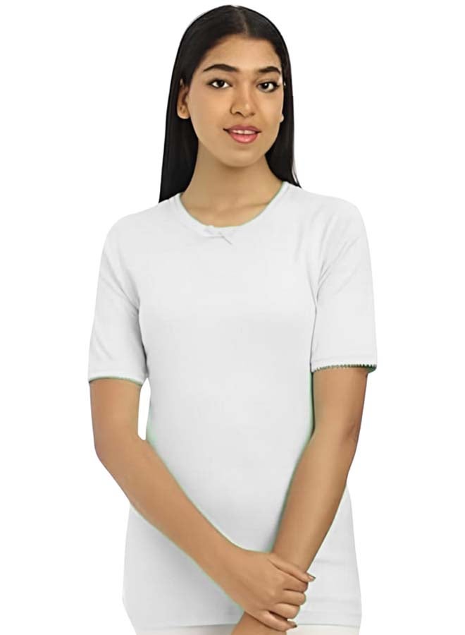 Dahab Cotton Half Sleeves Undershirt Round Neck For Women-White - Image 2