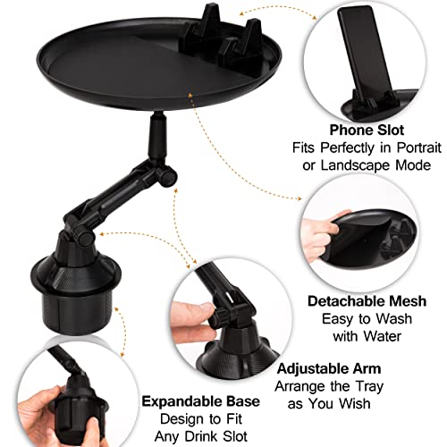 MUGATH 3 in 1 Multifunctional Car Cup Holder Expander with Detachable Tray, Cup Holder Tray & Car Food Tray Table for Eating & Car Cup Holder Swivel Tray with Dual Cup Holder (Car Food Tray) - Image 3
