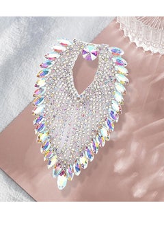 SYOSI Rhinestone Chain 3.35 x 5.12in Shoulder Epaulets Tassel Chain with Horse Eye Rhinestones Heart Shaped Tassel Diamond Buckle for DIY Crafts Clothes Bag Decoration Purse Handbag Colorful  - Image 4