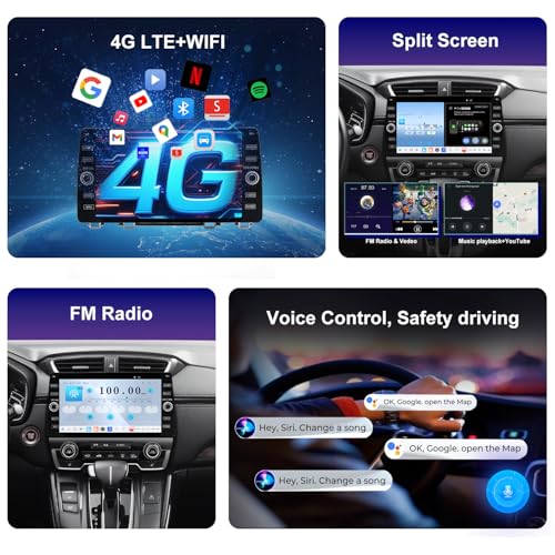 Fuosuc 4G LTE QLED Radio for Honda CR-V CRV 2017 2018 2019 2020 2021 Upgrade,8-Core CPU Touch Screen Stereo,Wireless CarPlay & Android Auto - Image 3