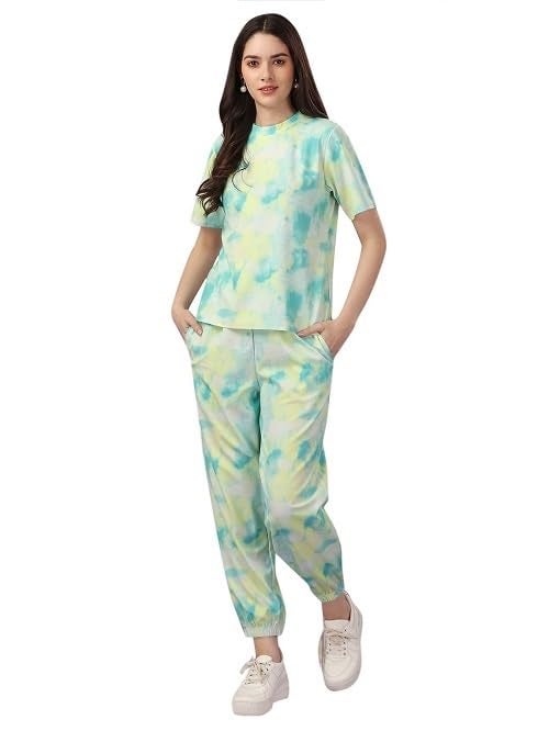 LookMark Women's Cotton Lycra Printed Pyjama Set Green Color Night Suit Co-ord for Women (AZ-NW17-S) - Image 1
