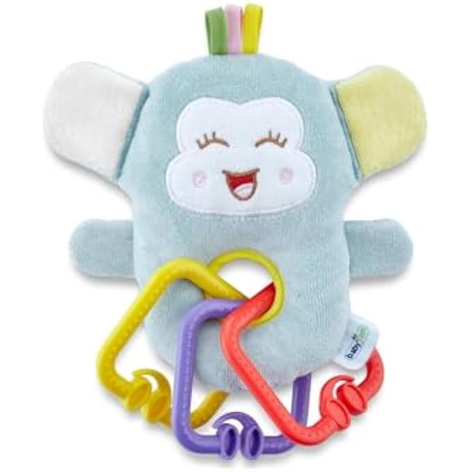 SOFT MONKEY TOY FOR BABY - 0+ MONTHS - IDEAL FOR BABY CARRIAGE AND STROLLER - ATTRACTIVE COLORS & FINE MOTOR SKILL DEVELOPMENT SUPPORT - PARENTAL CONTROL RECOMMENDED - HAND & MACHINE WASHABLE.