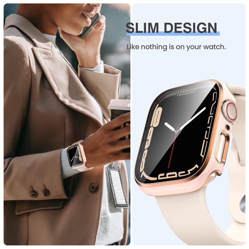 Tensea [3PCS for Apple Watch Screen Protector Case 44mm SE 3/SE 2rd Generation/SE/Series 6/5/4 Accessories, iWatch Protective Face Cover for Women Men, Bumper Tempered Glass for iPhone Watch 44 mm - Image 4