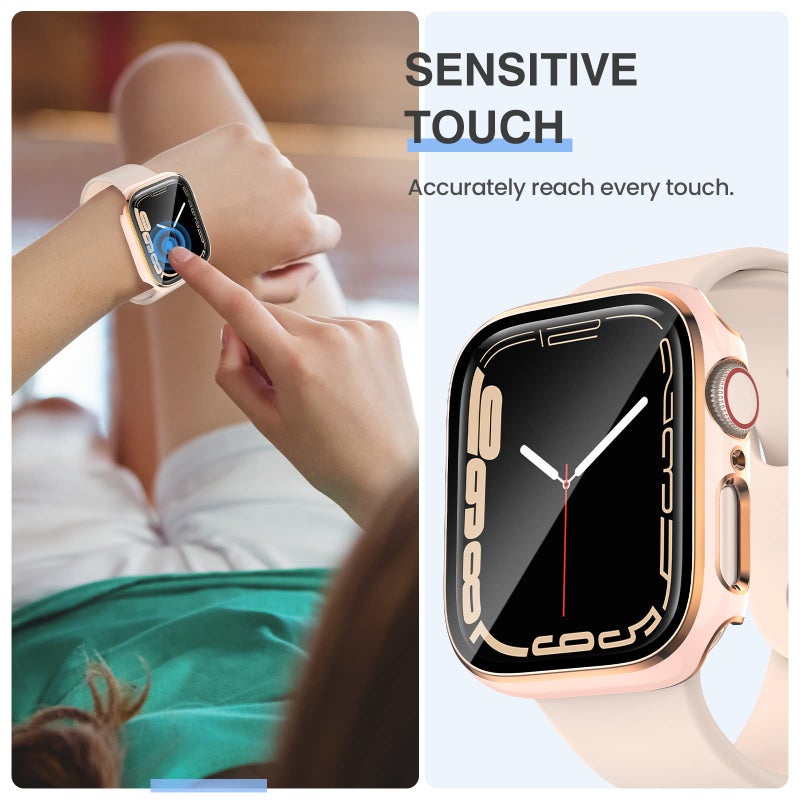 Tensea [3PCS for Apple Watch Screen Protector Case 44mm SE 3/SE 2rd Generation/SE/Series 6/5/4 Accessories, iWatch Protective Face Cover for Women Men, Bumper Tempered Glass for iPhone Watch 44 mm - Image 5