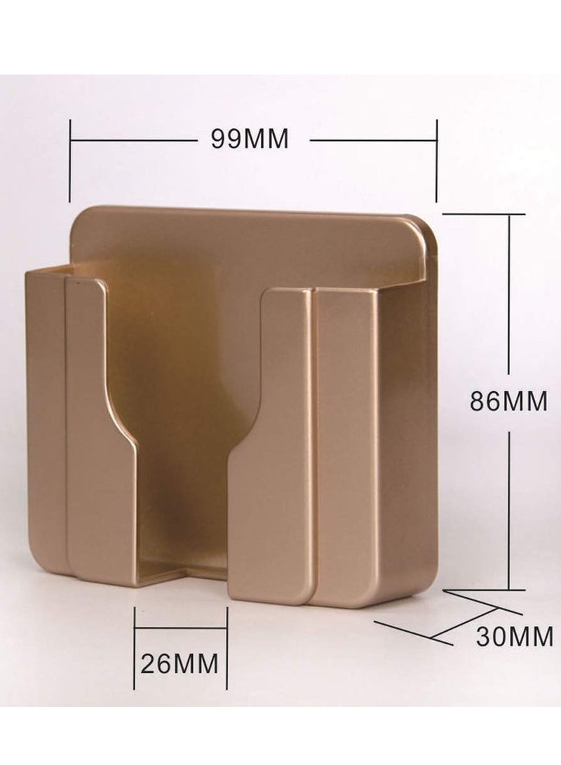 SYOSI 6Pcs Wall Phone Holder, Remote Control Storage Box Charging Rack for Mobile Phone , Wall-Mounted Storage Box for TV Remote Control Air Conditioner Remote Control Phone (White, Grey and Gold) - Image 2