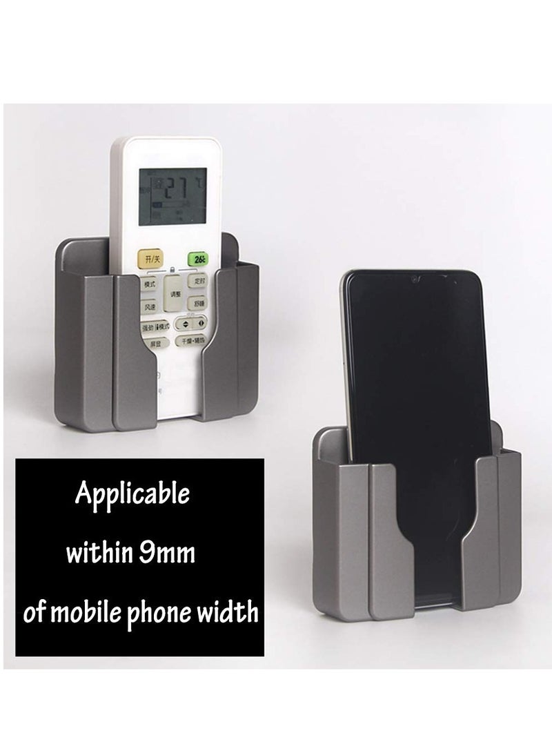 SYOSI 6Pcs Wall Phone Holder, Remote Control Storage Box Charging Rack for Mobile Phone , Wall-Mounted Storage Box for TV Remote Control Air Conditioner Remote Control Phone (White, Grey and Gold) - Image 5