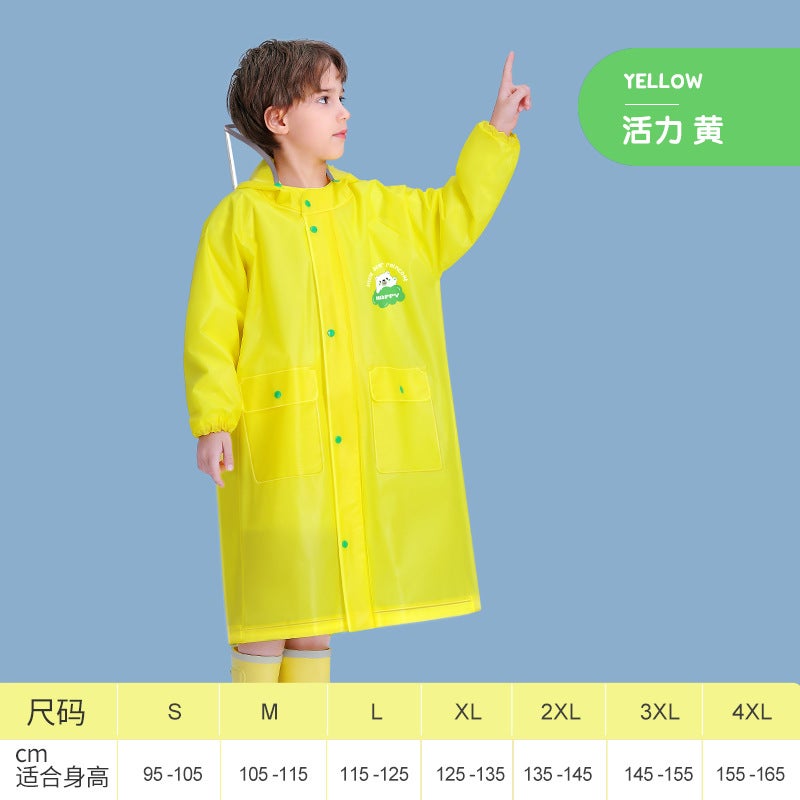 Generic Kids Full-Body EVA Raincoat with Backpack Cover Vitality yellow-snap button 