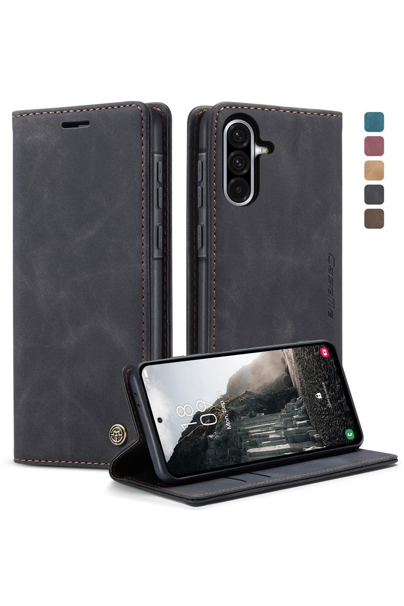 CaseMe Samsung Galaxy A36 5G Wallet Case Book Folding Flip Folio Case with Magnetic Kickstand Card Slots Protective Cover - Black - Image 1