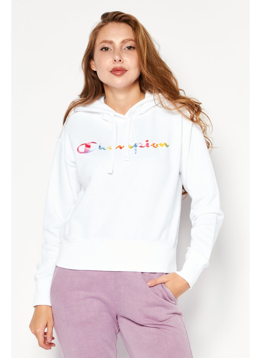Champion Women Sportswear Fit Long Sleeve Outdoor Hooded Sweatshirt, White  - Image 1